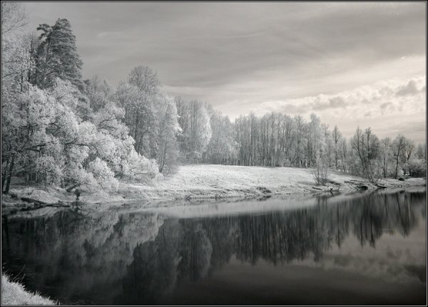 Река Лойзах Германия зима