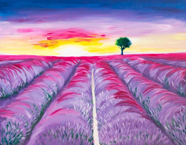 Пейзаж цветными карандашами