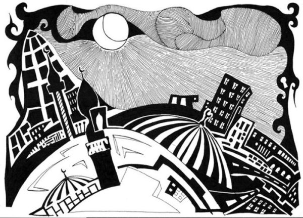 Стилизованный графический пейзаж