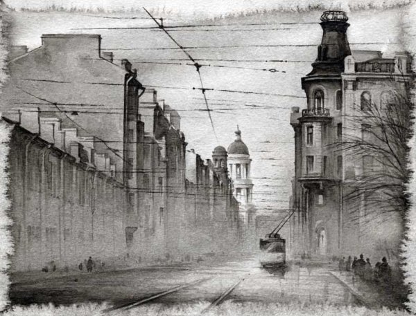 Пейзаж Санкт Петербург Графика Ильдюков