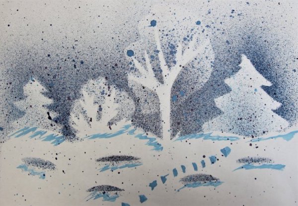 Техника набрызг зима