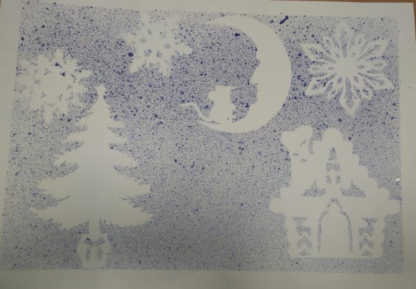 Рисование снегопад