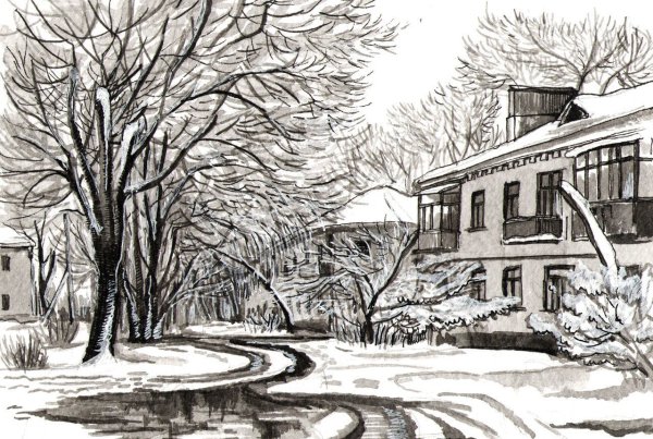 Архитектурный пейзаж в графике