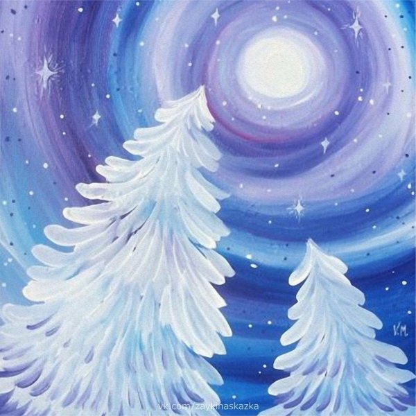 Нетрадиционная техника рисования зима