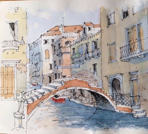 Архитектурный скетчинг акварель Италия