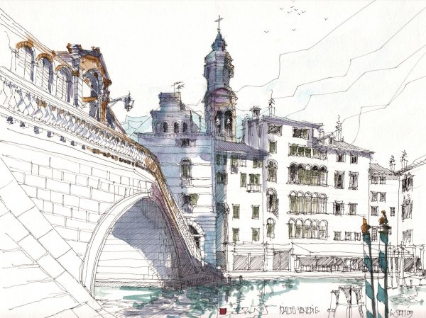 Скетчинг город Венеция