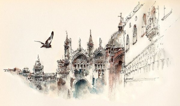 Sunga Park архитектура в акварели