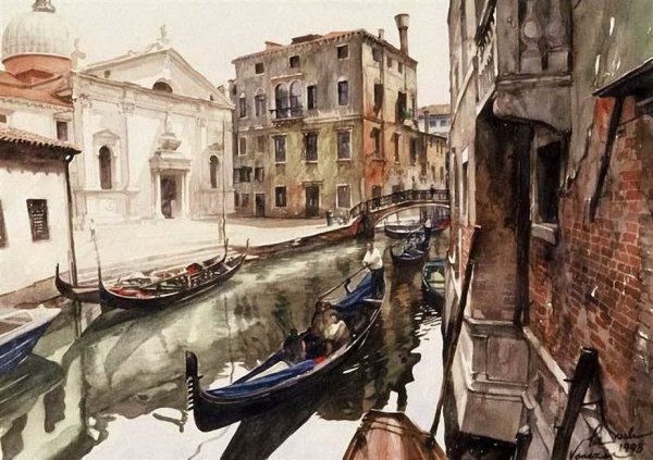 Paul Dmoch акварели Венеция