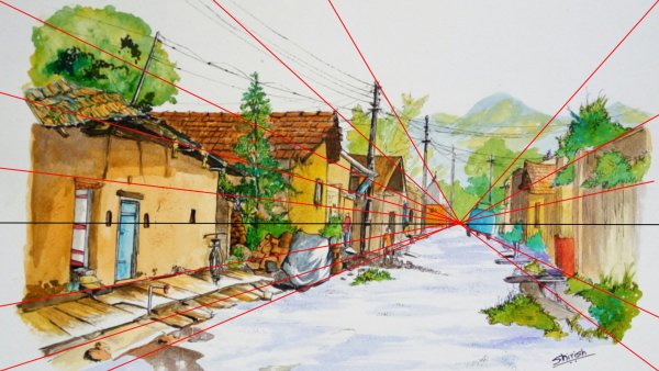 "Линейная перспектива" - пейзаж "Тоскана"