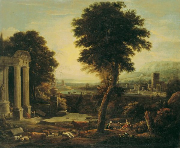 Никола Пуссен пейзаж с Диогеном