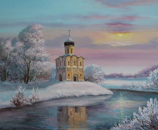 Зимний пейзаж с Церковью