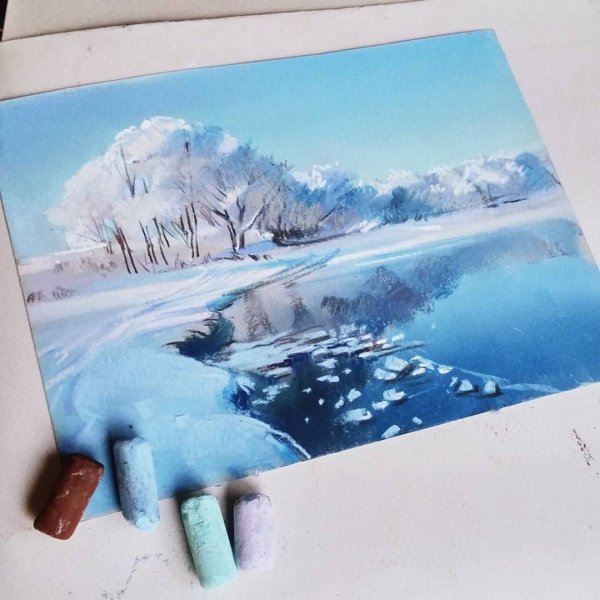 Рисование зима карандашами
