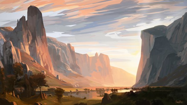 Цифровая живопись горы