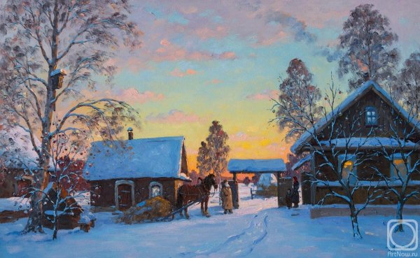 Леднев Александр Алексеевич . Зимний пейзаж.