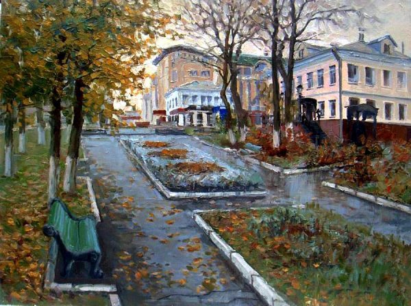 Городской сквер живопись