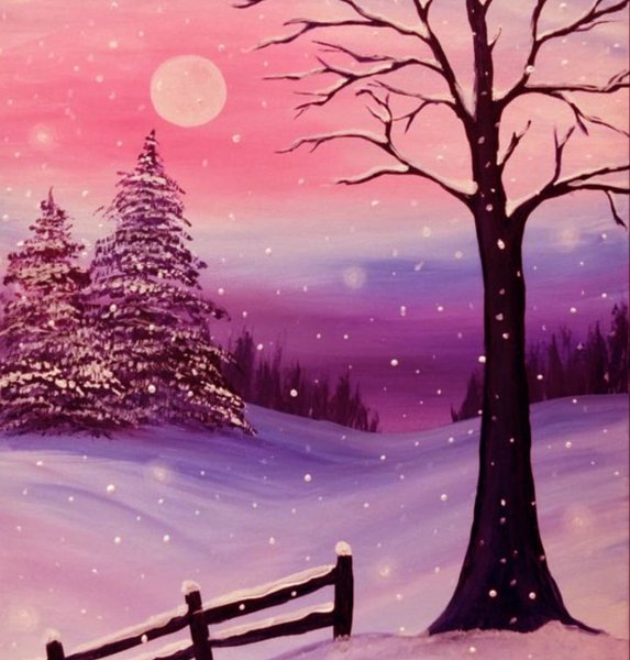 Зимний пейзаж рисунок