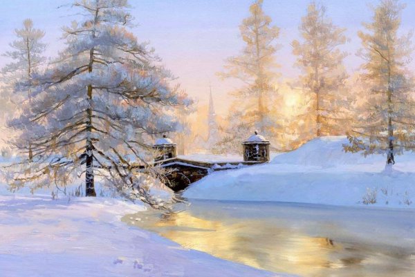 Художник Кандыбин зимний пейзаж