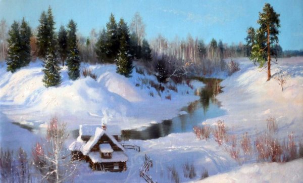 Жданов Владимир Юрьевич - зимняя деревня в живописи