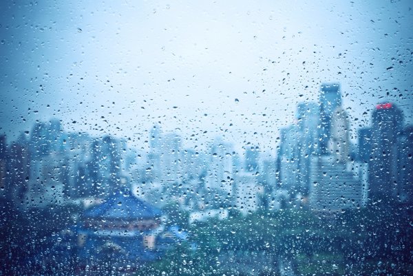 Вид на дождливый город