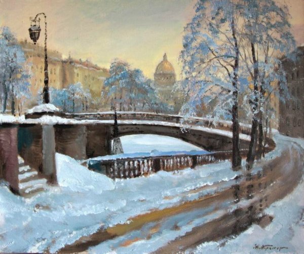 Картина мостик Константин Юнович зима