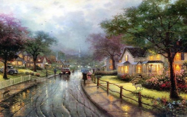 Томас Кинкаде город осенью