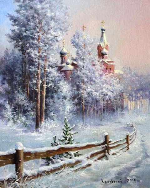 Зимние пейзажи художник Александр Мельников