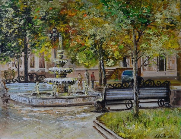 Городской парк живопись