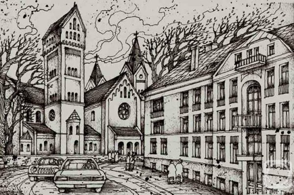 Декоративный городской пейзаж Графика