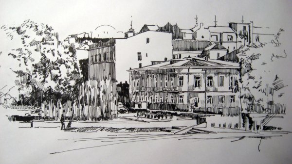 Городской пейзаж в графике