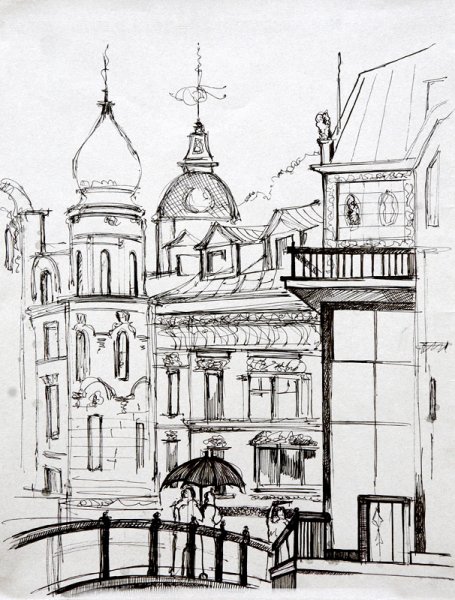 Графический архитектурный пейзаж