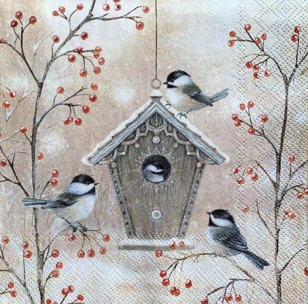 Салфетки для декупажа зимние птицы