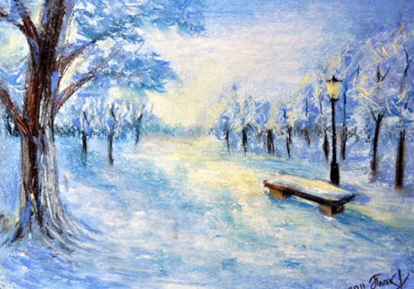 Зимний пейзаж в перспективе