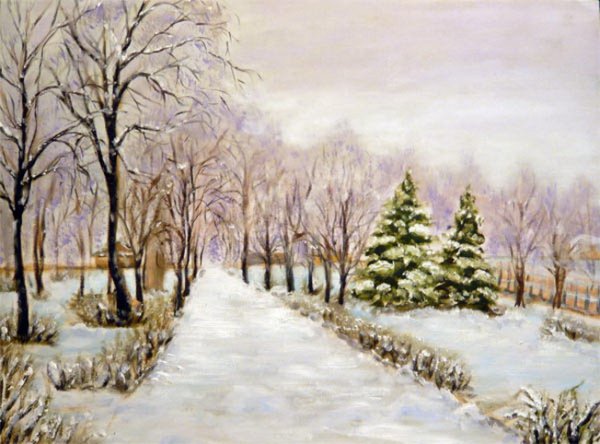 Зимний парк живопись