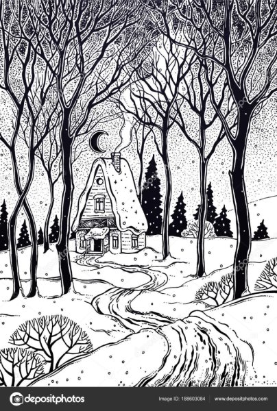 Зимний пейзаж Графика