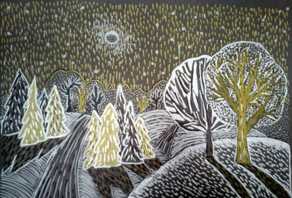 Пейзаж черной ручкой