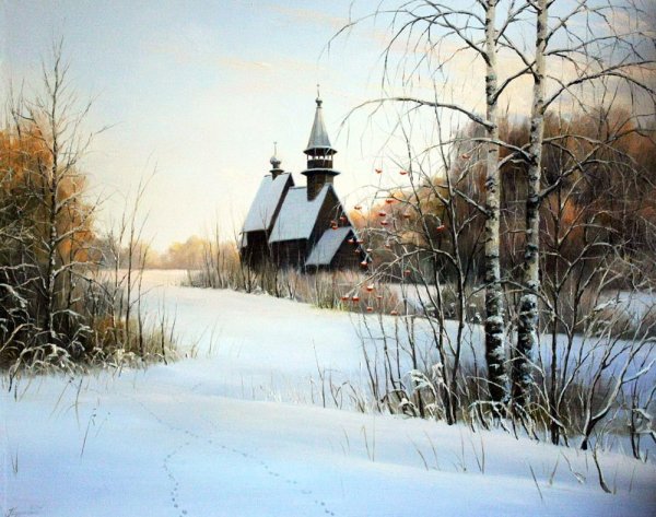 Владимир Батаев живопись зимний пейзаж