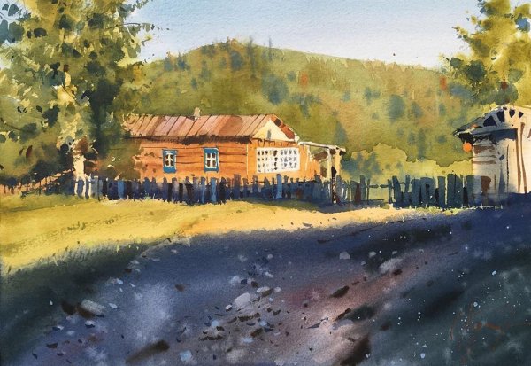 Курбатов городской пейзаж акварель