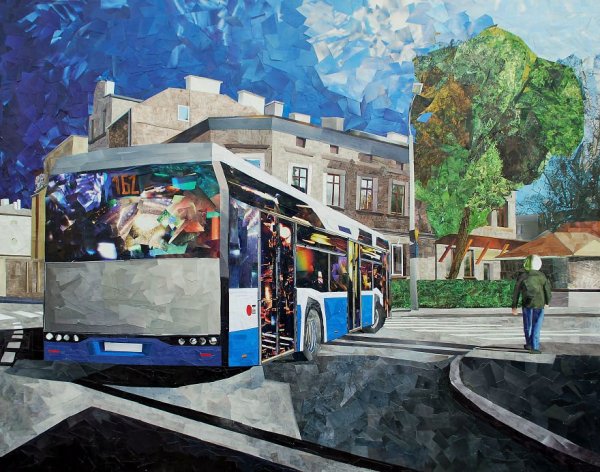 Городской пейзаж с автобусом