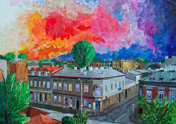 Городской пейзаж цветная бумага