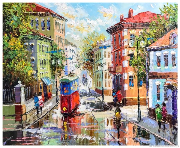 Картина на холсте трамвайчиком