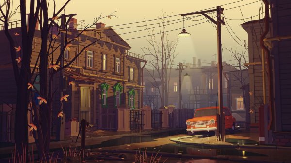 Мультяшная улица в городе