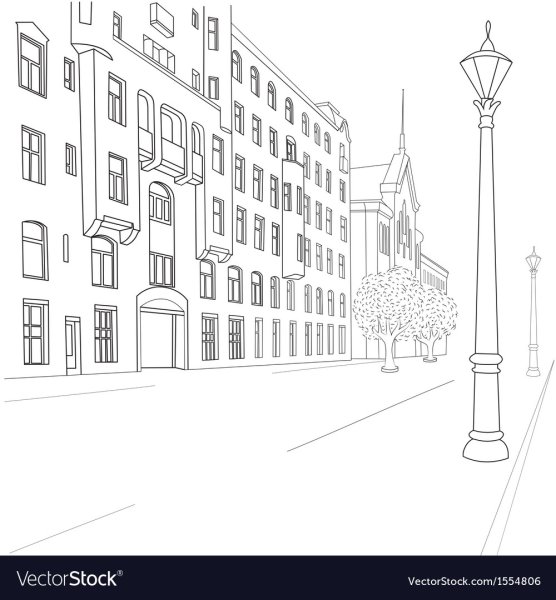 Пейзаж города контуром