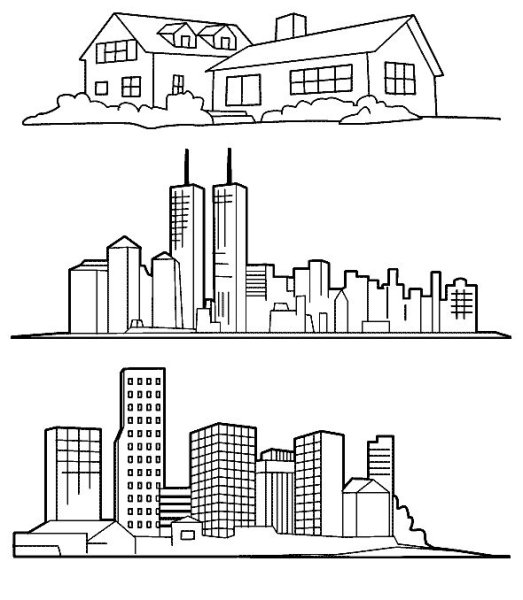 Очертания домов