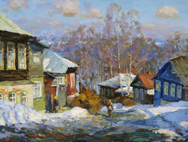 Шевелёв Александр. Плёс.улица Островского.холст,масло 34,5
