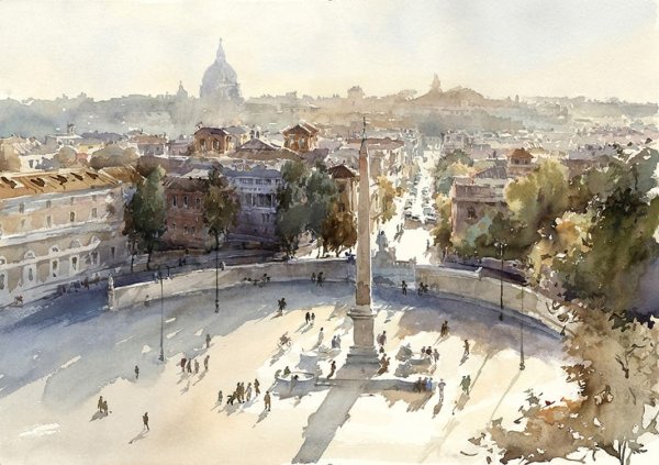 Древний Рим акварель