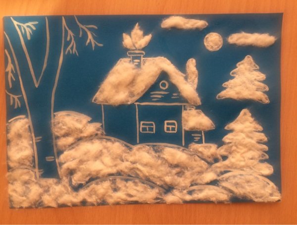 Зимний пейзаж с ватой