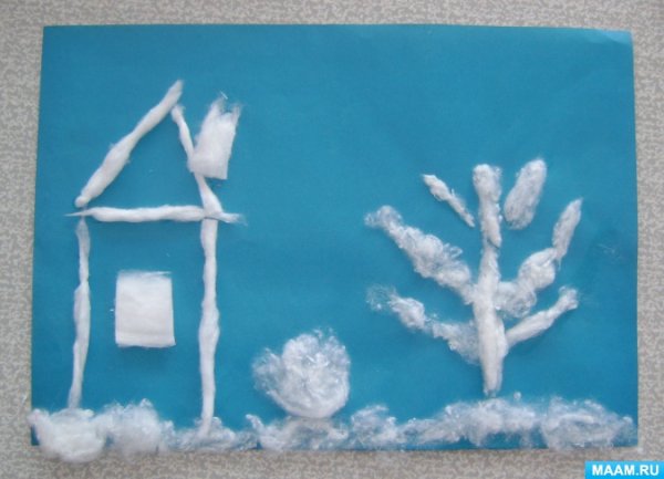 Подделка на картоне зимняя ночь