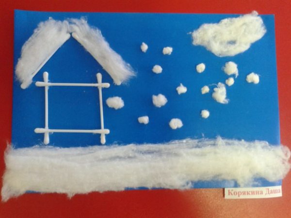 Рисование ватой по бархатной бумаге