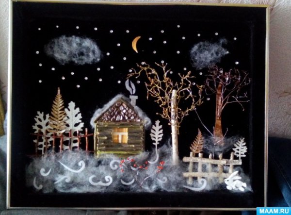 Ниткография «зимний лес»