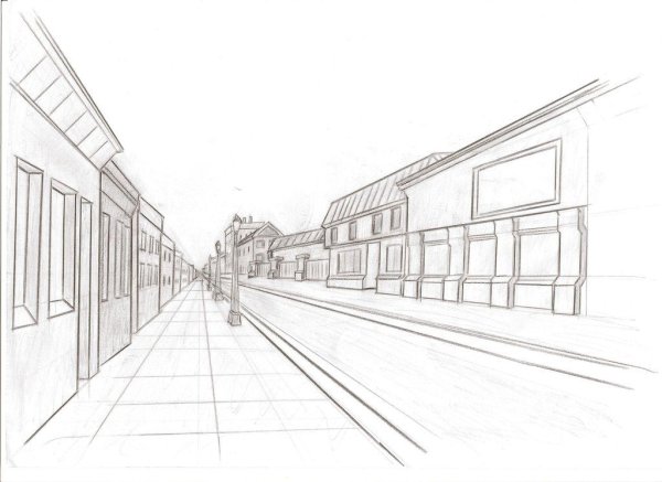 Линейная перспектива в рисунке поэтапное